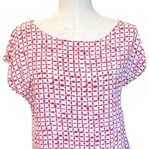 Vineyard Vines Women's Silk Red-White Short Sleeve Blouse Small - Picture 3 of 12